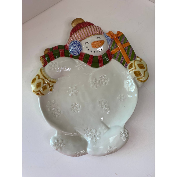 1998 Fitz & Floyd classics Frosty Folks, snowman canape plate, cookie plate - Picture 1 of 9